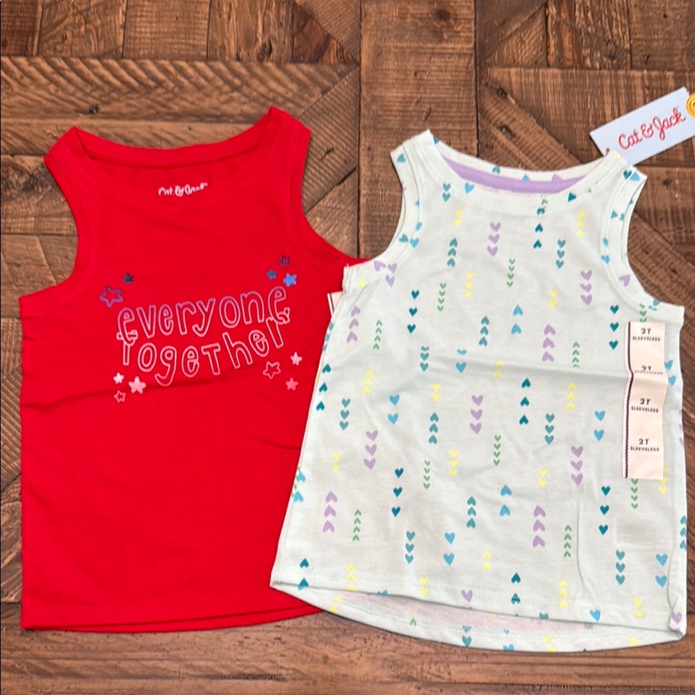 Cat & Jack Red and White Tank Tops for Casual Wear